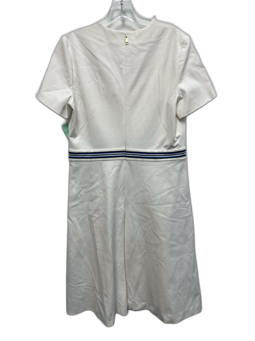 Escada Sport Size 38 Cream & Blue Viscose & Polyamide Short Sleeve V Neck Dress Cream & Blue / 38