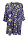 Sheridan French Size S Purple, Green, White Cotton Long Sleeve Floral Midi Dress Purple, Green, White / S