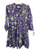 Sheridan French Size S Purple, Green, White Cotton Long Sleeve Floral Midi Dress Purple, Green, White / S