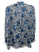 Alice + Olivia Size M Blue & White Viscose & Silk Long Sleeve Floral Sheer Top Blue & White / M