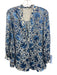 Alice + Olivia Size M Blue & White Viscose & Silk Long Sleeve Floral Sheer Top Blue & White / M