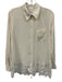 Equipment Femme Size M White Silk Long Sleeve Button Up Floral Lace Top White / M