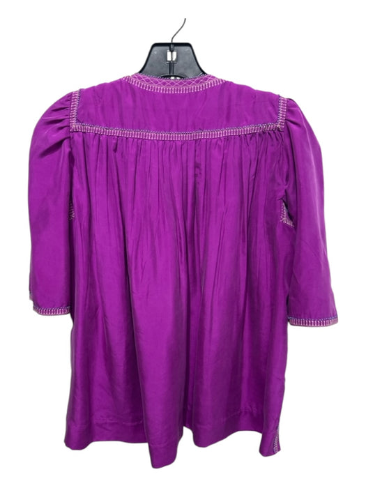 Isabel Marant Size 40 Purple Silk Embroidered Beaded Gathered Front Top Purple / 40