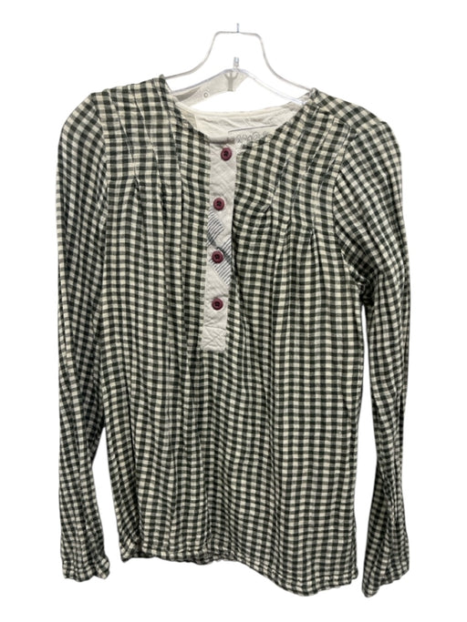 Ace & Jig Size XS Green & Cream Cotton Gauze Gingham Half Button Long Sleeve Top Green & Cream / XS