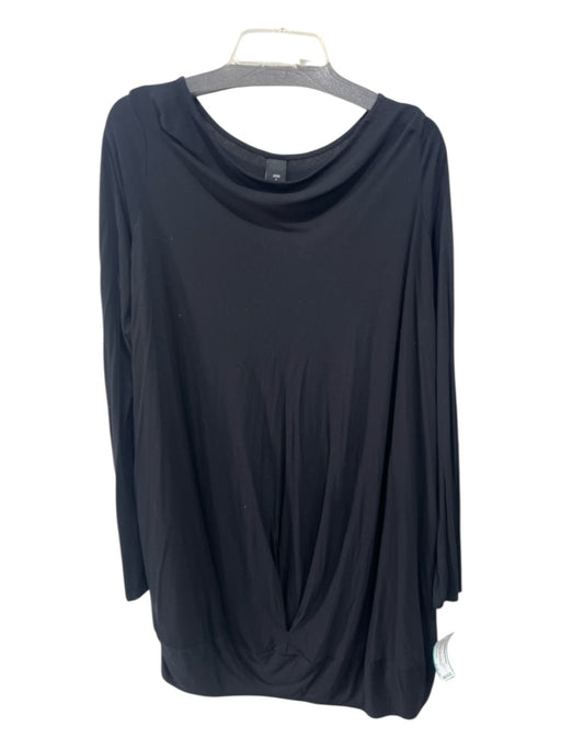 Zero + Maria Cornejo Size M Black Viscose Blend Drape Long Sleeve Dress Black / M