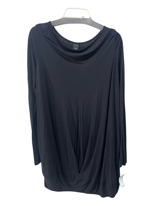 Zero + Maria Cornejo Size M Black Viscose Blend Drape Long Sleeve Dress Black / M