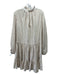 3.1 Phillip Lim Size 6 Beige & White Cotton Blend Stripe Ruffle Neck Dress Beige & White / 6