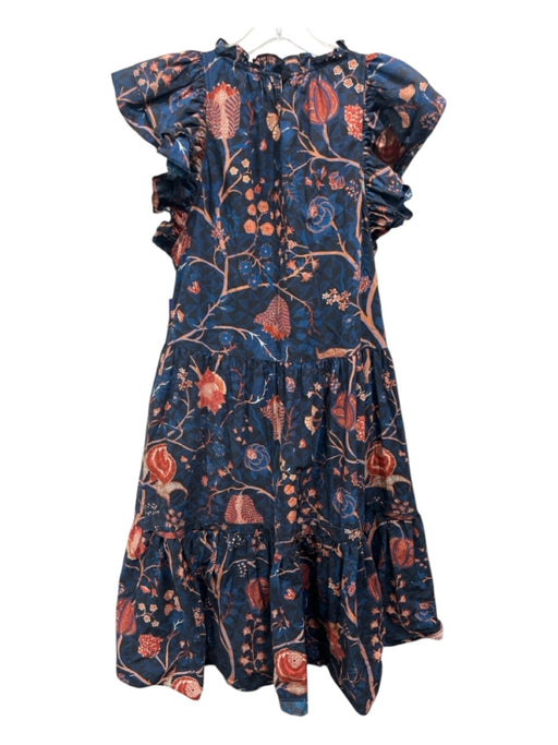 Ulla Johnson Size S Blue & Orange Cotton Floral swing Knee length Dress Blue & Orange / S