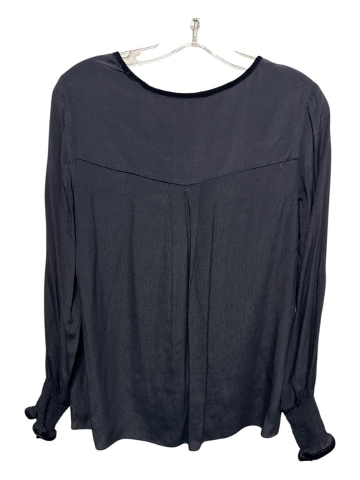 Sail To Sable Size S Black Velvet Trim V Neck Top Black / S