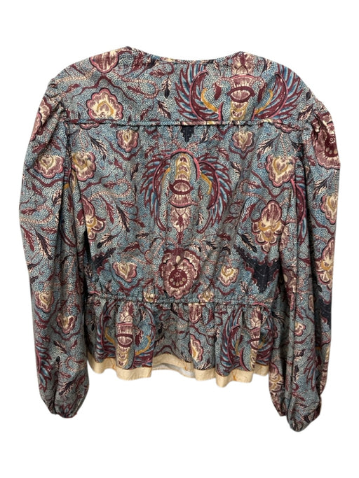 Ulla Johnson Size 8 red, Blue, Cream Cotton floral print Drawstring Waist Top red, Blue, Cream / 8