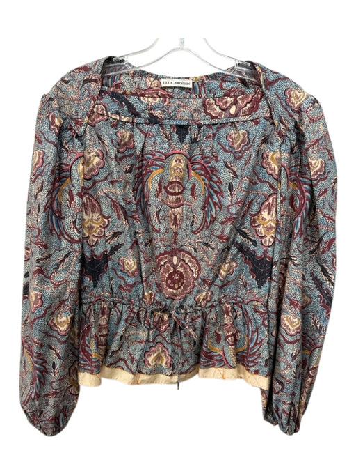 Ulla Johnson Size 8 red, Blue, Cream Cotton floral print Drawstring Waist Top red, Blue, Cream / 8