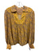 Ulla Johnson Size 6 Yellow & Multi Silk Collared All Over Print Peasant Top Yellow & Multi / 6