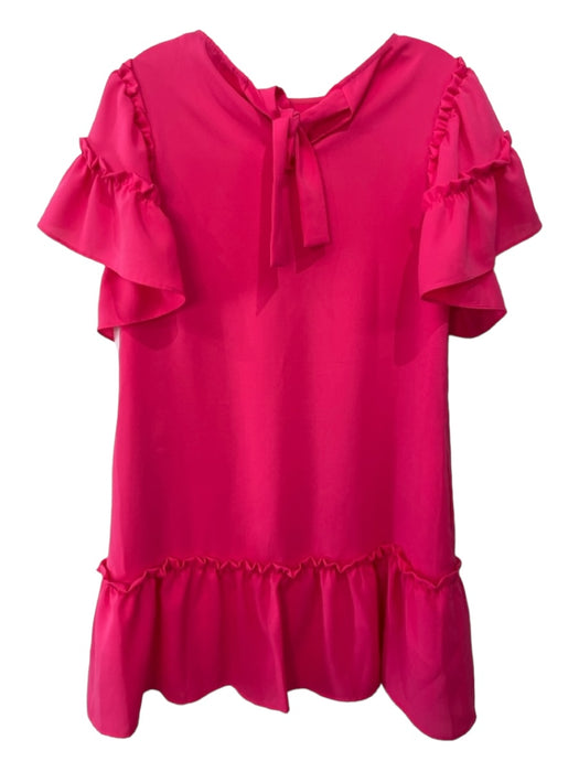 Crosby Size XS Pink Polyester Tie Neck Ruffle Tier Sleeve Shift Ruffle Hem Dress Pink / XS