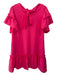 Crosby Size XS Pink Polyester Tie Neck Ruffle Tier Sleeve Shift Ruffle Hem Dress Pink / XS