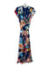 Crosby Size 0 Blue & Multi Polyester Floral Cap Sleeve Surplice Maxi Dress Blue & Multi / 0