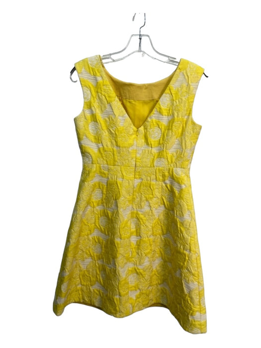 Tory Burch Size 2 Yellow & White Cotton Blend jaquard Floral V Back Dress Yellow & White / 2