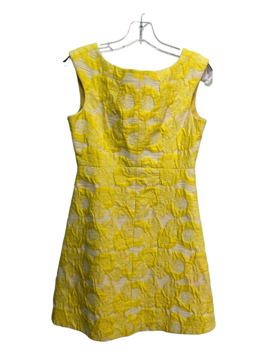 Tory Burch Size 2 Yellow & White Cotton Blend jaquard Floral V Back Dress Yellow & White / 2