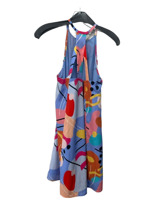 Crosby Size S Blue & Multi Polyester Abstract High Neck Sleeveless Shift Dress Blue & Multi / S