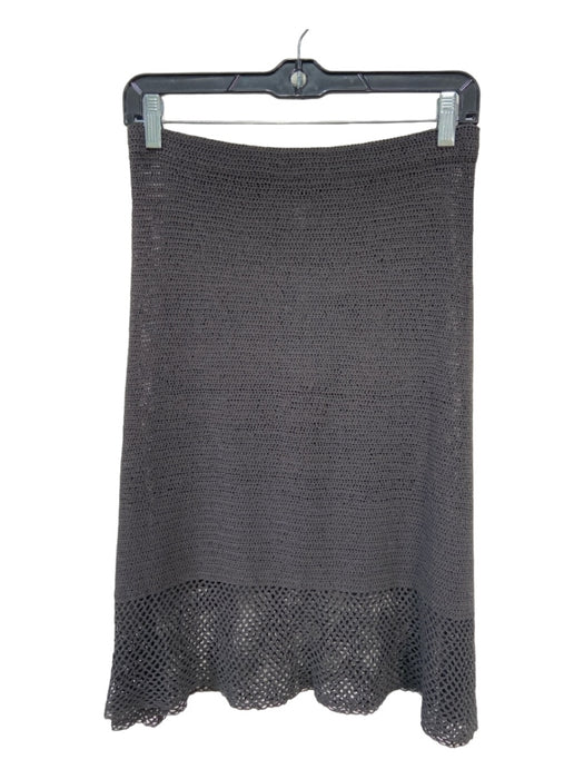 Theory Size S Gray Cotton Blend Elastic Waist Crochet Knee Length Skirt Gray / S