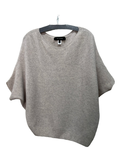 St John Size S Gray Cashmere Round Neck Knit Short Sleeve Sweater Gray / S