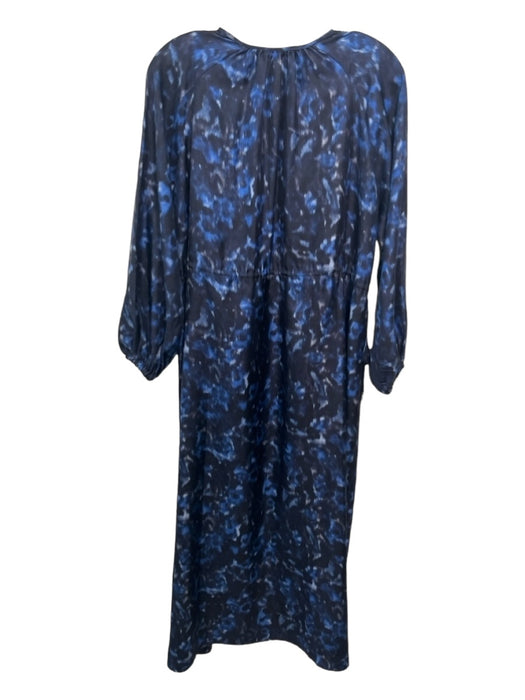 Ann Mashburn Size XS Navy & Black Silk Printed Long Sleeve Maxi Dress Navy & Black / XS