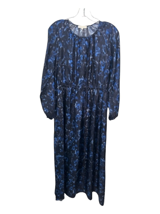 Ann Mashburn Size XS Navy & Black Silk Printed Long Sleeve Maxi Dress Navy & Black / XS