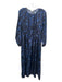 Ann Mashburn Size XS Navy & Black Silk Printed Long Sleeve Maxi Dress Navy & Black / XS