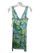 Elie Tahari Size 4 Green Blue White Silk Blend Sleeveless Abstract Paisley Dress Green Blue White / 4