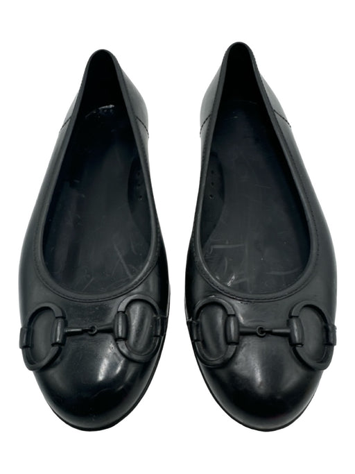 Gucci Shoe Size 37 Black Rubber round toe Closed Heel Horsebit Flats Black / 37