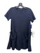 COS Size XS Navy Cotton Blend Short Sleeve Round Neck Pocket Detail Knee Dress Navy / XS