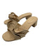 Larroude Shoe Size 7 Beige textile upper Woven Raffia Ruffle Mule Sandals Beige / 7