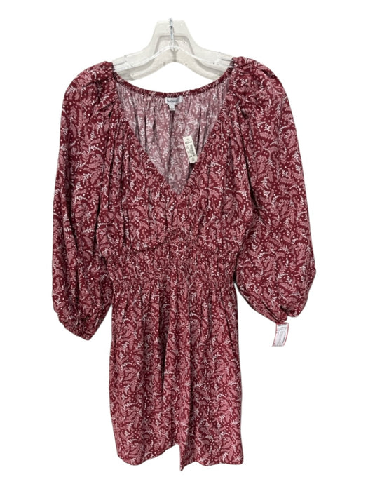 Madewell Size 4 Red, Pink, & White Cotton & Viscose Elastic Floral Print Dress Red, Pink, & White / 4