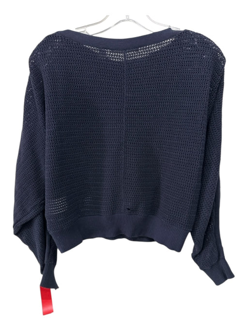 Boss Hugo Boss Size M Navy Wool Open Knit Long Sleeve Crop Sweater Navy / M