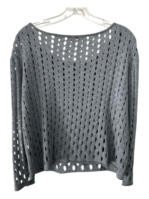 Milly Size S Gray Viscose Blend Open Knit Long Sleeve Sweater Gray / S