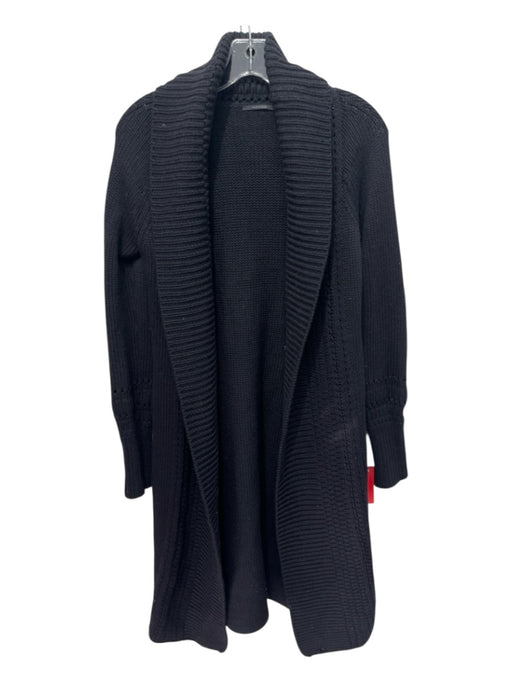 Elie Tahari Size S Black Wool Knit Ribbed Open Front Cardigan Black / S