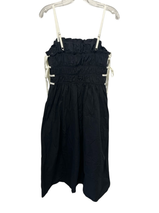 No Brand Size M Black & White Cotton Spaghetti Strap Contrast Trim Ribbon Dress Black & White / M