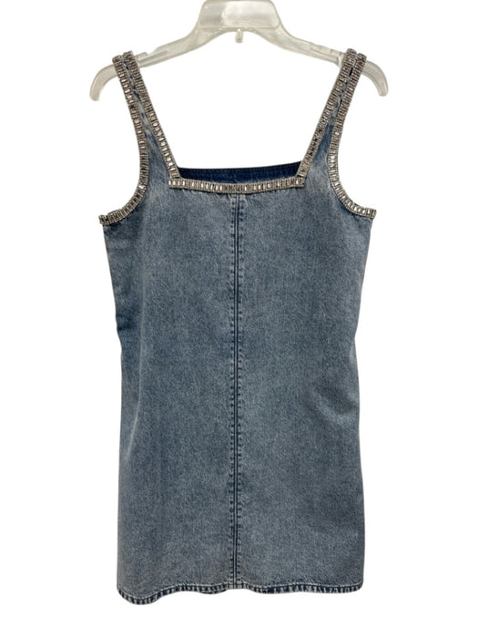 Rag & Bone Size S/P Light Wash Denim Cotton Side Zip Jeweled Sleeveless Dress Light Wash Denim / S/P