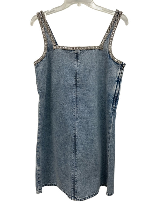 Rag & Bone Size S/P Light Wash Denim Cotton Side Zip Jeweled Sleeveless Dress Light Wash Denim / S/P