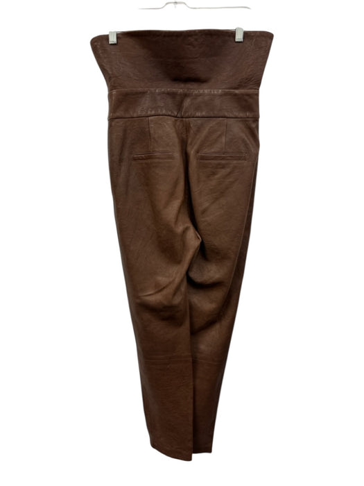 Veronica Beard Size 4 Brown Leather Fold Over Skinny Pants Brown / 4
