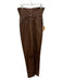Veronica Beard Size 4 Brown Leather Fold Over Skinny Pants Brown / 4