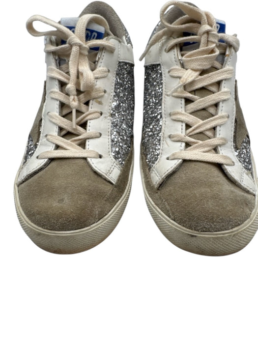 Golden Goose Shoe Size 36 Silver & Taupe Glitter Seed Beads Star Sneakers Silver & Taupe / 36