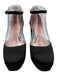 J Crew Shoe Size 7.5 Black Satin Platform Chunk Heel Ankle Strap Pumps Black / 7.5