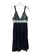 J. Mendel Size 8 Black & Teal Viscose V Neck Sleeveless Texture Back Zip Dress Black & Teal / 8