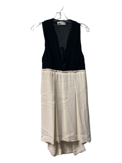 A.L.C. Size Est M Black & Cream No Fabric Tag Deep Square Neck Sleeveless Dress Black & Cream / Est M