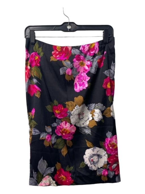 Dolce & Gabbana Size 40 Black & Multi Silk Pencil Back Zip Floral Skirt Black & Multi / 40