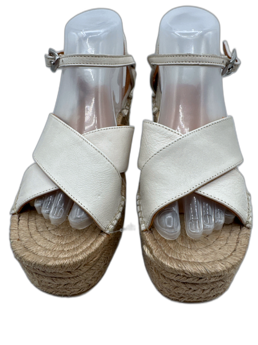 Rag & Bone Shoe Size 37 Cream & Beige Leather Raffia Criss Cross Wedge Sandals Cream & Beige / 37