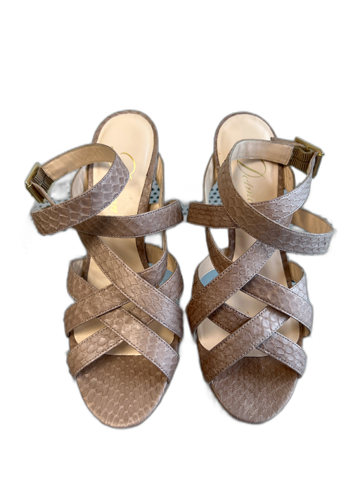Delman Shoe Size 6 Taupe No Fabric Tag Strappy Ankle Strap Snake Print Heels Taupe / 6