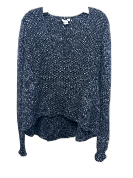 Helmut Lang Size S Navy Blue Wool Blend mixed knit V Neck Logo Sweater Navy Blue / S