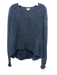 Helmut Lang Size S Navy Blue Wool Blend mixed knit V Neck Logo Sweater Navy Blue / S