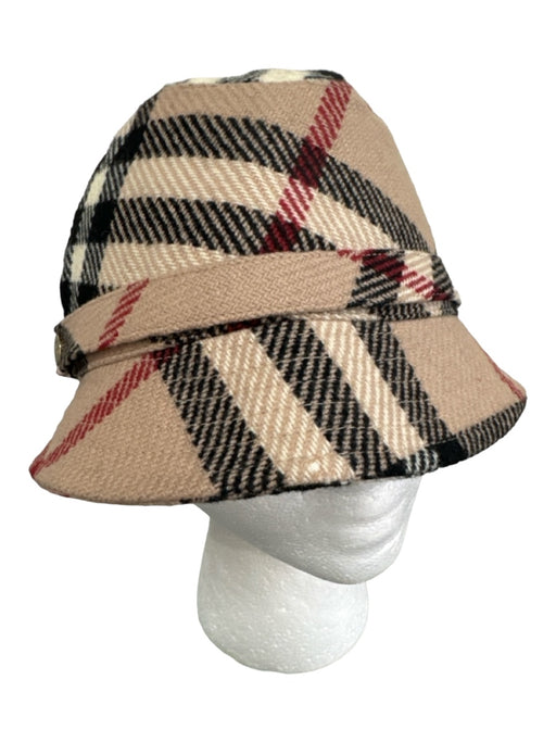 Burberry Beige, Black, Red Wool Novacheck Strap Bucket Vintage Hat Beige, Black, Red / Small